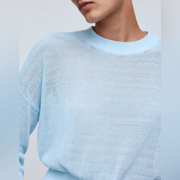 Madewell NWT Sheer Loose Knit Crewneck Sweater Size Small in Clarity (Blue) - Picture 5 of 10